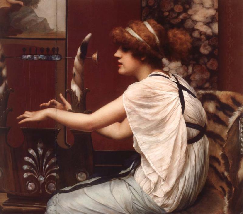 John William Godward The Muse Erato at Her Lyre oil painting image